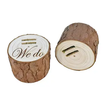 

5-7cm DIY Natural Wood Unfinished Blank Vintage Shabby Wedding Ring Box Natural Wood Jewelry Dispaly Rustic Ring Tray