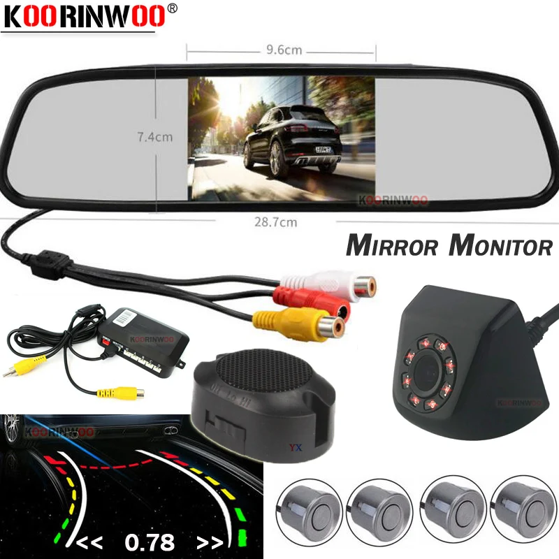

Koorinwoo Car Parking Sensor 4 Dynamic Trajectory Camera Rear Radars Detector Parktronics Show Distance on Monitor Sounds System