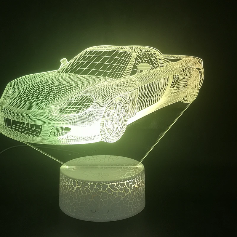 Супер автомобиль лучший подарок для мальчиков 3D лампа для помещений декоративная красочная с дистанционным сенсором Usb Led Ночник светильник