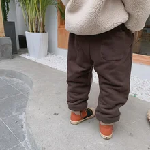 Tckids детская одежда настраиваемый зимний стиль ретро матовый и толстый патч пушистые тренировочные брюки