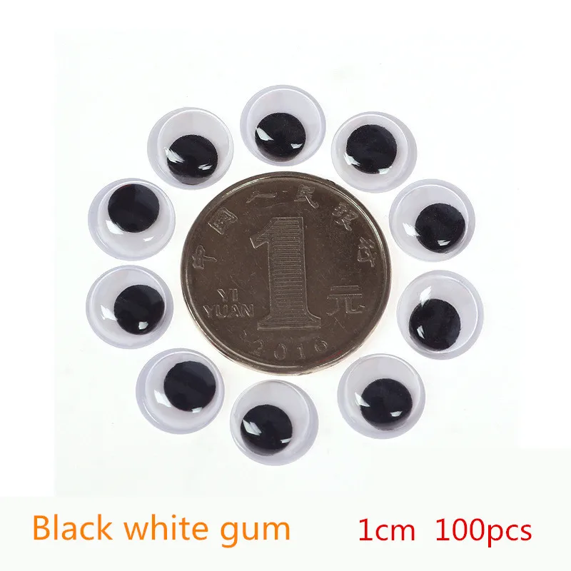 Black 1.0 cm 100 pcs 1 упаковка, цветные подвижные глаза с клеем на спине, креативные ручные поделки, волшебные Глазные яблоки, паста, Детские DIY Googly Eyes, принадлежности для глины, игрушки - Цвет: Black 1.0 cm 100 pcs