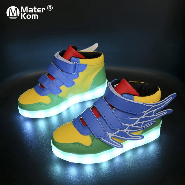 Boys Girls USB Charging Glowing Led Light Up Shoes With Wing Luminous  Sneakers 