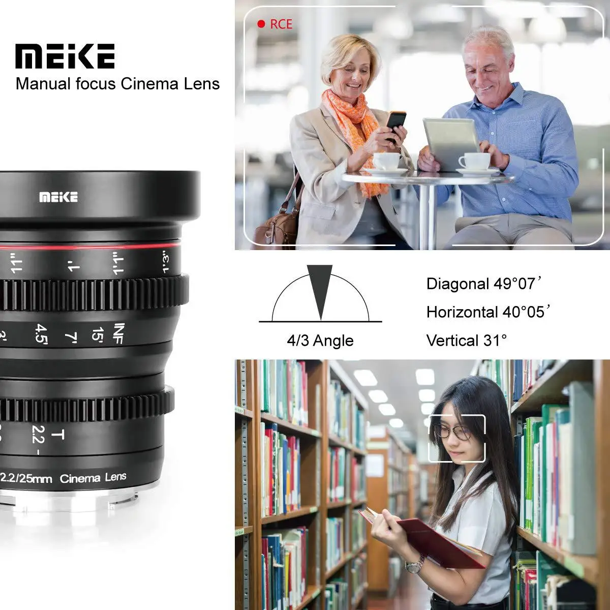 US $399.99 Meike Camera Lens 25mm T22 Wide Aperture Angle Camera Lens Manual Focus For EMount XFMount M43 Lennings Camera Lens