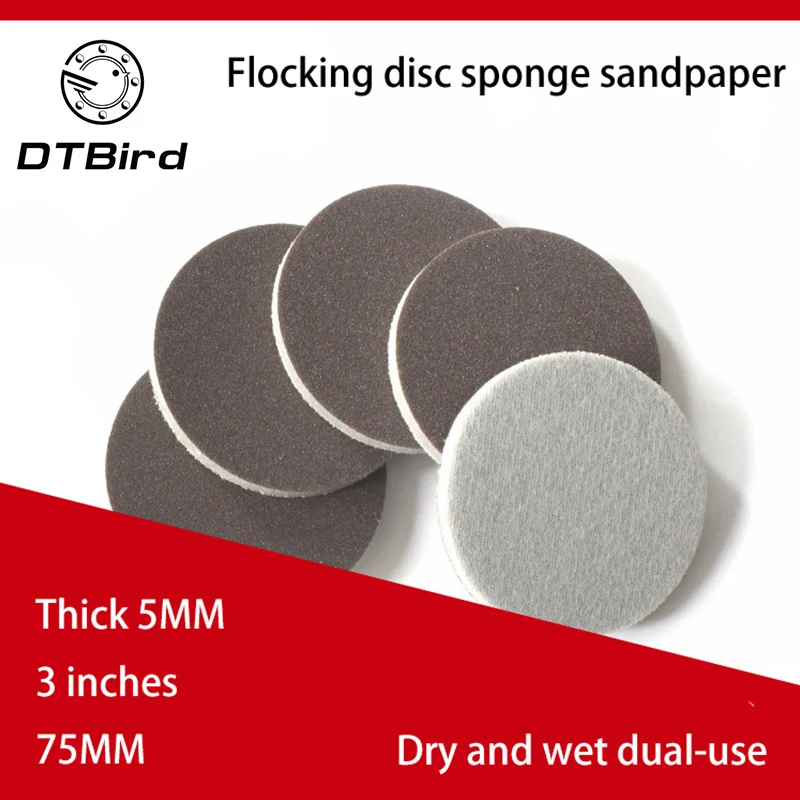

1pc 3 inch sponge sand 75mm red flocking sponge sandpaper dry-wet dual-purpose polishing and grinding 2000#1500#1000#600#400#
