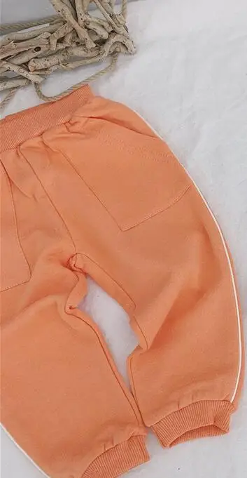 Orange Осенние повседневные спортивные штаны из чистого хлопка для мальчиков и девочек детские мягкие брюки с резинками на щиколотках, 5 цветов, школьные брюки - Цвет: Orange