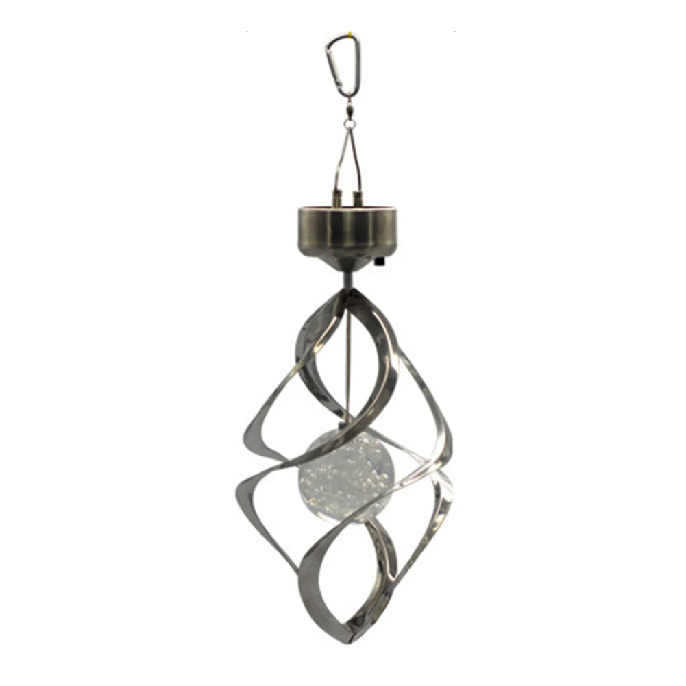 

TOP!-Solar Powered Color Changing Hanging Spiral Lamp Wind Spinner Garden Light