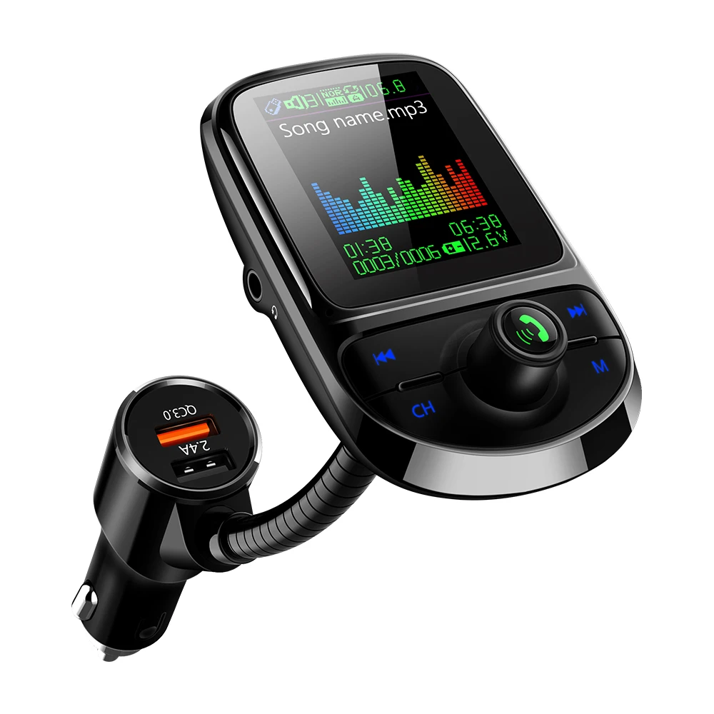 Автомобильный fm-передатчик, многофункциональный MP3-плеер, двойной usb порт для зарядки, 1,8 дюймов, TFT цветной дисплей, беспроводной BT 3,0, FM модулятор