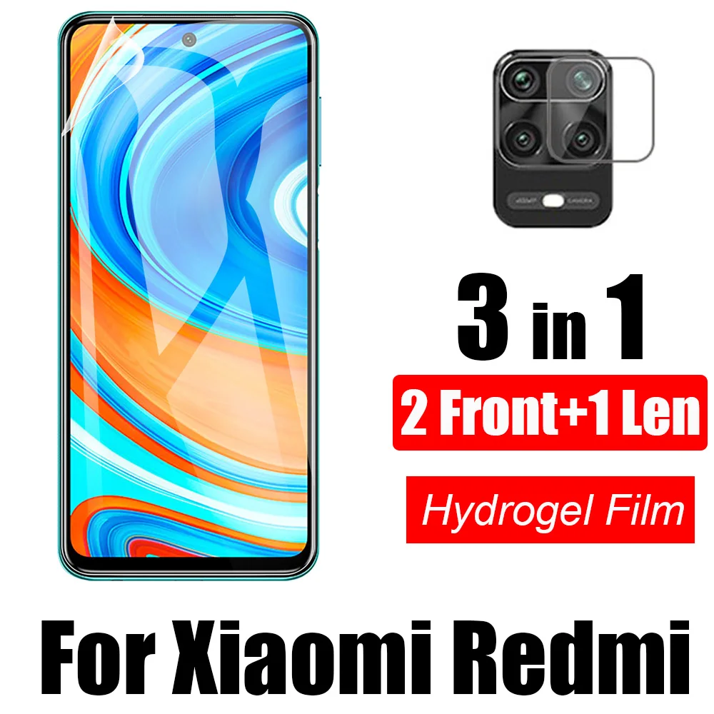 3 в 1 пленка для Xiaomi Redmi Note 9 10X Pro Гидрогелевая K30 K20 Защитная переднего экрана