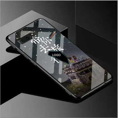 Слоновая кость Чехол для Asus ROG Phone2 ZS660KL из закаленного стекла с мультипликационным рисунком из мягкого силикона с узором чехол для ASUS ROG Gaming Phone 2 задняя крышка - Цвет: Слоновая кость