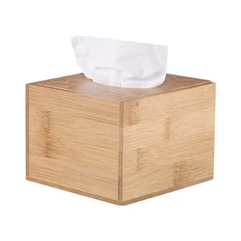

Bamboo Tissue Holder Wooden Tissue Box Cover Pull Cube Dispenser Decorative Organizer for Bathroom Office Kitchen Nightstand