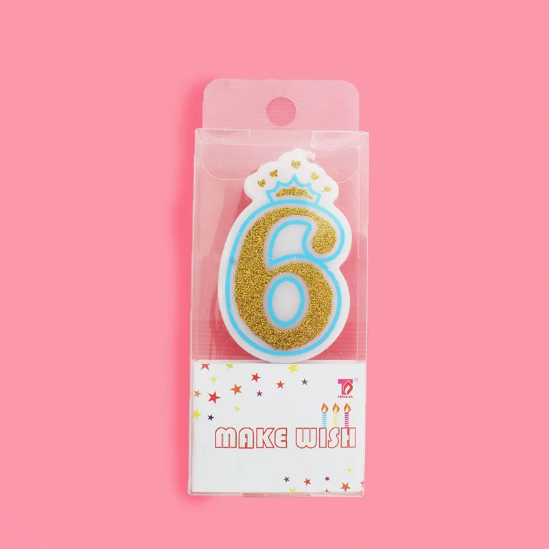 Creative Gold Pink/Blue Birthday Number Candles 0-9 for Kids Adult Girls Boys Birthday Party Candles Supplies Cake Decorations - Цвет: 6