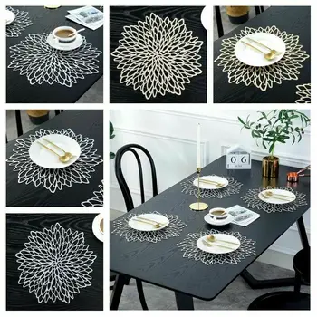 

Placemats Table Mat Washable Dining Wedding Party Packs Flower Design Coaster