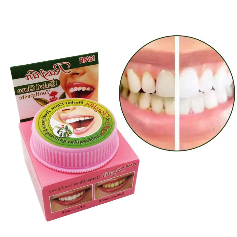Натуральный травяной Гвоздика Таиланд зубная паста Отбеливание зубов порошок удалить пятна антибактериальные аллергические белые зубные пасты