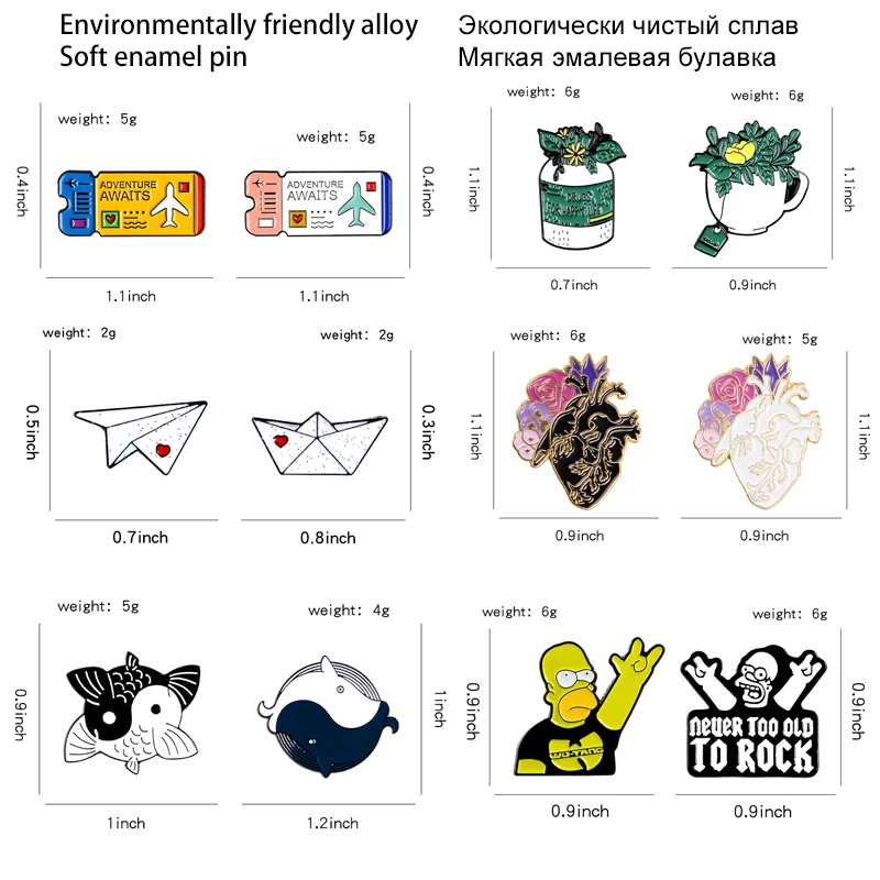 18 styles set pins Clown Homer Lisa enamel pin badges Yin and Yang Fish pins brooches Lapel Clothes bag Jewelry gifts for women