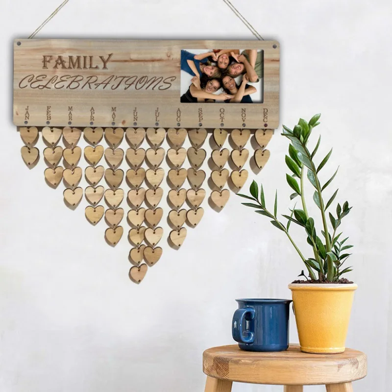 

Chritsmas Birthday Special Days Reminder Board Home Hanging Decor Wooden Calendar Board Hanging Ornament New Year Decoration