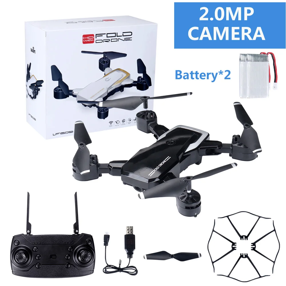 Горячая RC Квадрокоптер wifi FPV широкоугольный HD камера дроны Режим высокой фиксации Складная рукоятка с камерой 0.3MP/2.0MP - Цвет: 2.0MP Black 2Battery