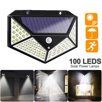 

Waterproof 100 LED Solar Power Street Lights PIR Motion Sensor Wall Light Home Yard Flood Lights Garden Lighting Security LampsS