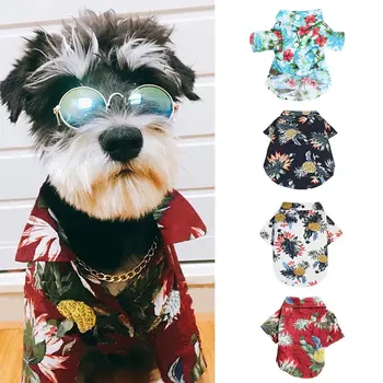 

Floral Pet Clothing T Shirt For Small Large Dog Dog Cat Shirts Summer Beach Clothes Vest For Chihuahua Frech Fulldog