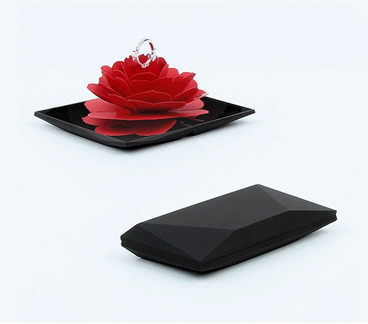 Wedding Marriage Rotating Rose Ring Box Lovely Velvet Wedding Engagement Box For Ring Jewelry Storage Display Gift Box Holder