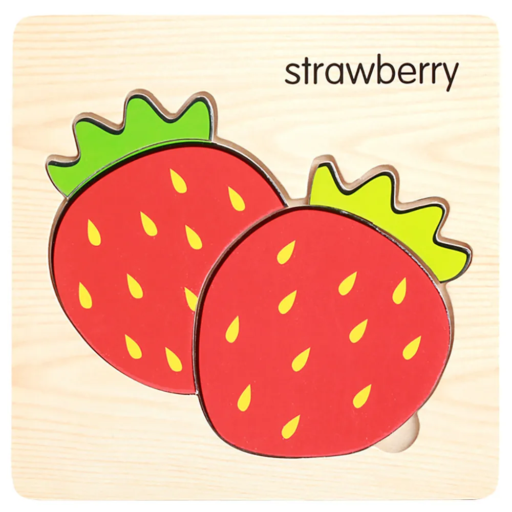 Baby Kids Training Toy Gift fruit Cognitive Puzzle Card Educational Wooden Toys Parent-child Interactive Game #A