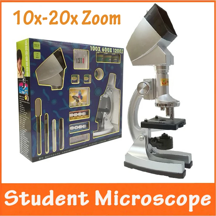 

Christmas Gift 10X-20X Zoom Illuminated Educational Children Toy Kids 1200X Microscope with Projector & Light Lamp for Students
