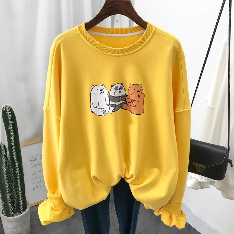 Kawaii С мультяшным рисунком, Женская толстовка с капюшоном, с длинным рукавом, с круглым вырезом, свободная, негабаритная, повседневная, базовая, Толстовка для подростков, макси, хлопковое пальто