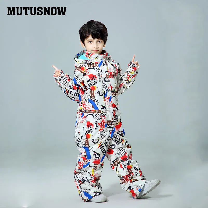 MUTUSNOW; детский лыжный костюм для мальчиков; брендовая Водонепроницаемая теплая зимняя куртка и брюки; зимняя одежда для катания на лыжах и сноуборде