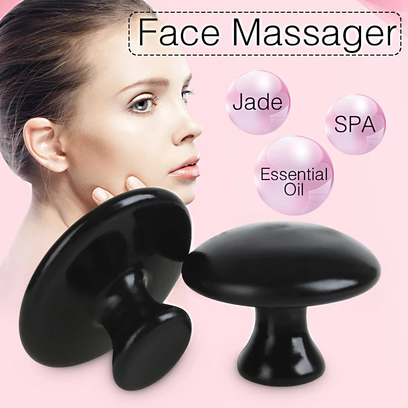 SPZ 1Pair Basalt Stone Essential Oil Massage Stone Mushroom Shape Spa Energy Stone Pain Stress Relaxation for Body Face Massage