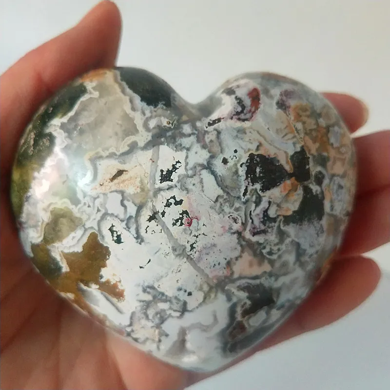 Natural sea jasper stone sea gem heart crystal stone mineral specimen crystal ston