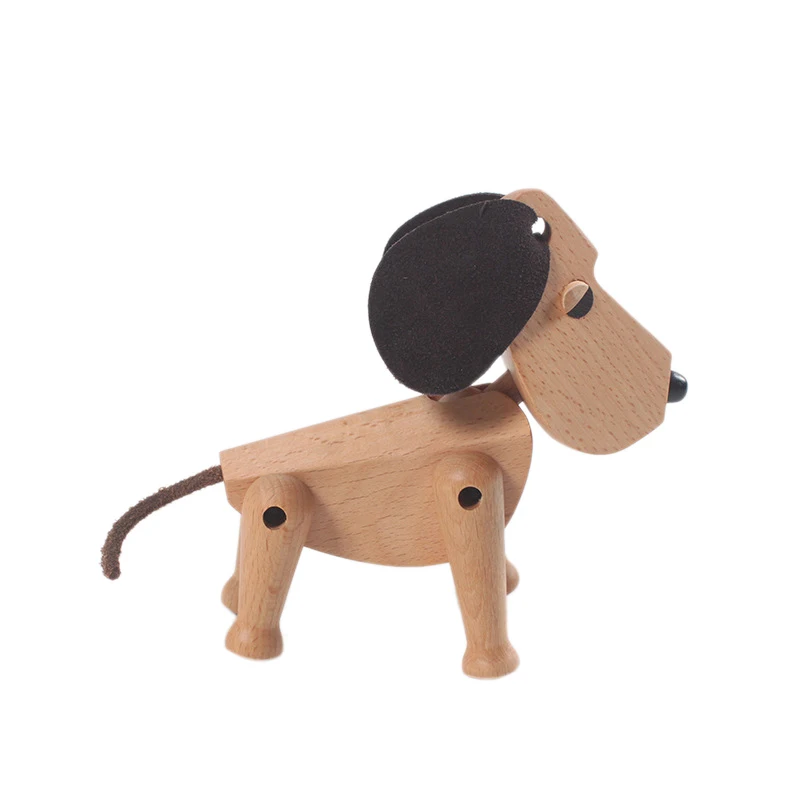 

1Pc Wooden Dog Figurines Cute Creative Animal Rustic Decoration Desktop Ornaments Art Craft for Office Home