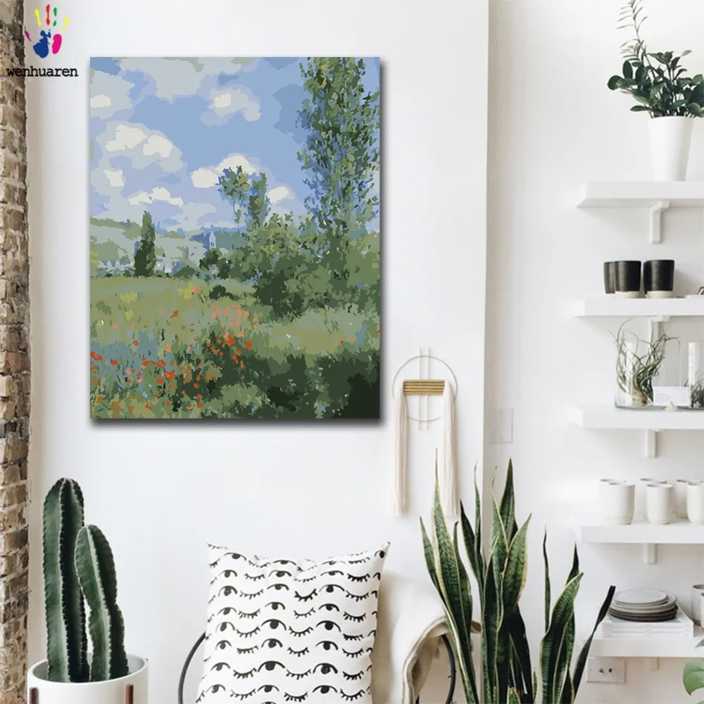 DIY картинки для раскраски по номерам с цветами картина Monet's poppy рисование