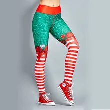 Christmas Printing Leggings Put Hip Elastic High Waist Leggings Breathable Merry Christmas Pants Women Fitness Leggings