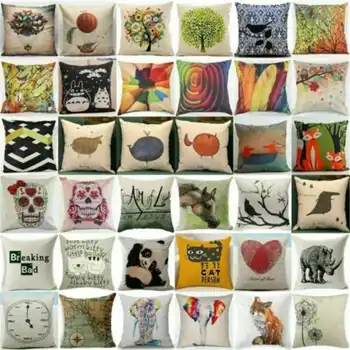 

Fashion Room Gifts Single Sides Printing Home Throw Pillow Cover Case Cotton Linen Chair Waist Cushion Case
