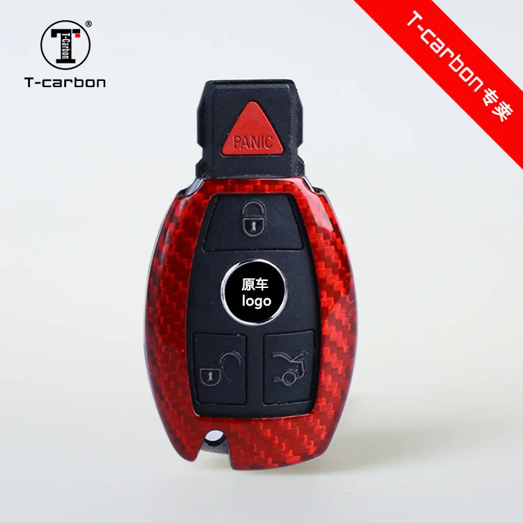 A-Red Чехол для ключей из углеродного волокна для Mercedes Benz W203 W210 W211 W124 W202 W204 W212 W176 AMG аксессуары держатель для ключей - Название цвета: A-Red