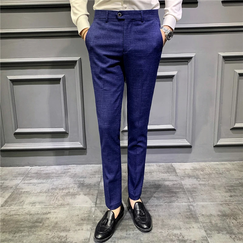 Suit trousers autumn new men's fashion plaid large size suit pants high quality fabric men's business casual slim suit pants Suit trousers autumn new men's fashion plaid large size suit pants high quality fabric men's business casual slim suit pants