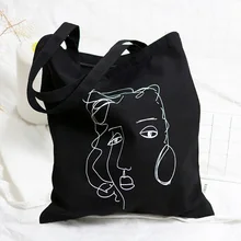 Абстрактная женская сумка с принтом лица, Женская холщовая эко многоразовая хозяйственная сумка, повседневная забавная школьная дорожная сумка с графикой, Прямая поставка