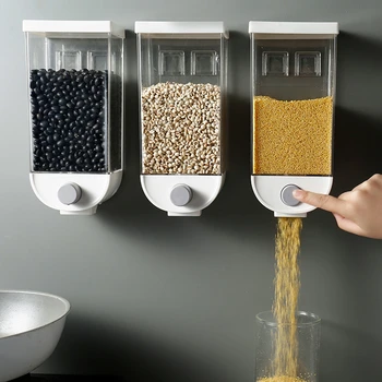 

1000/1500ml Oatmeal Dispenser Wall Mounted Grain Storage Box Bean Storage Container Cereal Tank Gadgets Kitchen Organizer