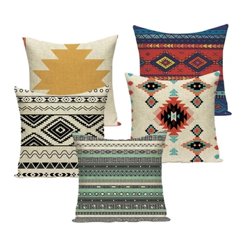 

Geometric aztec cushion bohemian home decor Camping Fashion cushion cover corrugated print linen Bedding Photo pillow cover