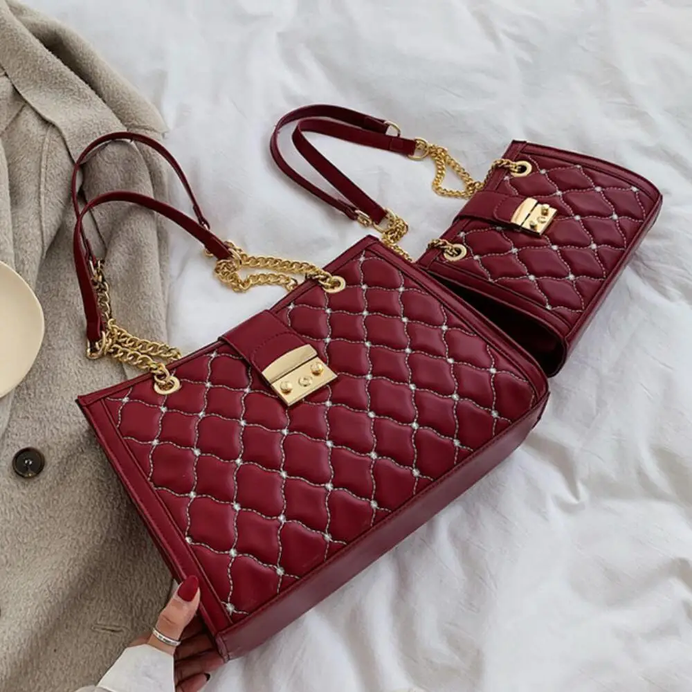 Большая Сумка-тоут в клетку, модная Новая высококачественная кожаная женская дизайнерская сумка, вместительная сумка-мессенджер на плечо с цепочкой