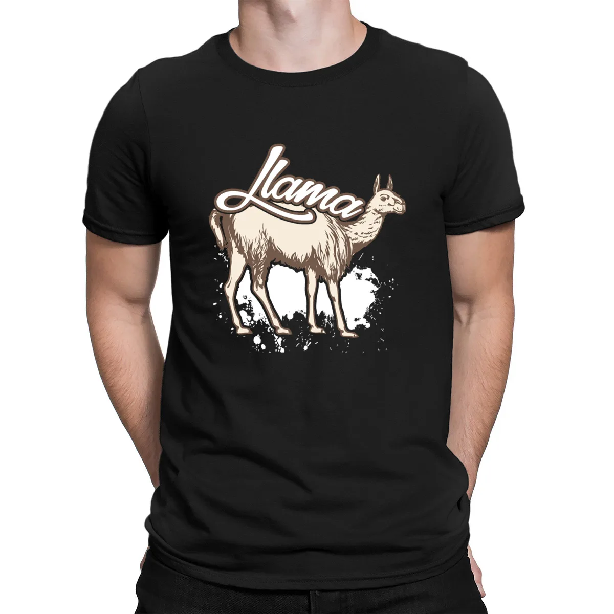 Llama футболка новые футболки Фитнес Летний стиль футболка для Для мужчин трикотажные штаны приталенные хлопок