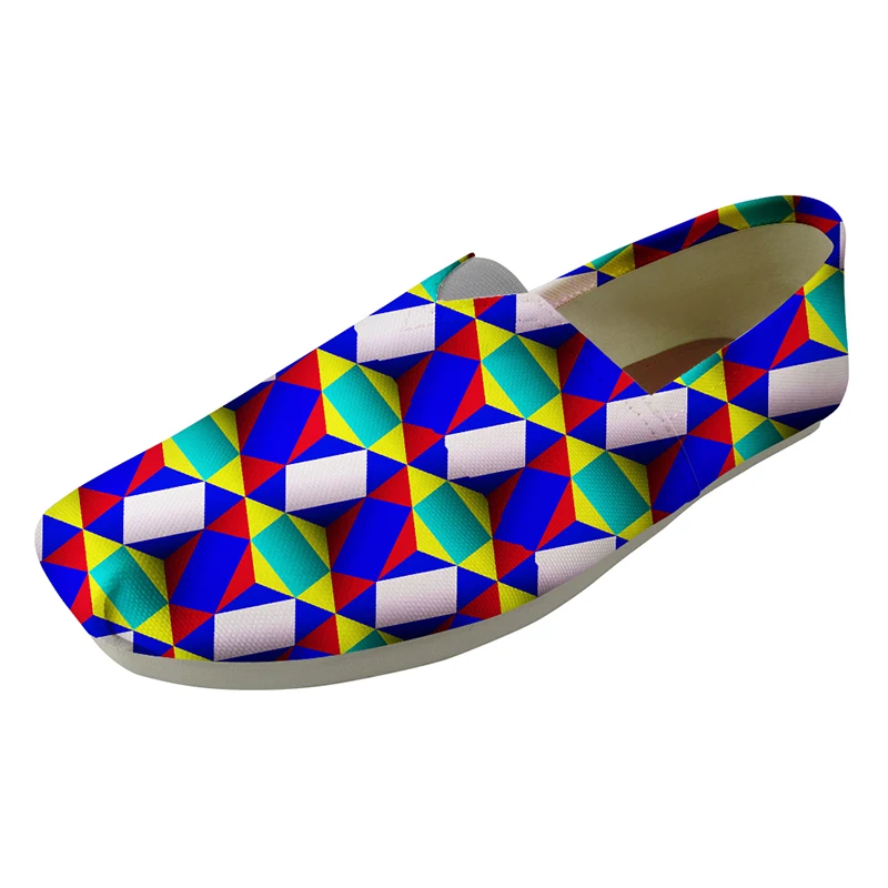 

HYCOOL Fashion 3D Visual Art Cube Pattern Ladies Slacker Shoes Women Comfort Slip-on Casual Footwear Female Girls Canvas Loafers
