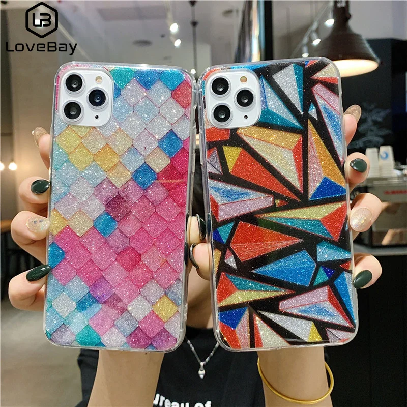 Lovebay Rhombus Star Phone Case For iPhone 11 Pro XS Max X XR 6S 6 7 8 Plus TPU&ampPC Glitter Colorful Matte Back Cover Fundas |