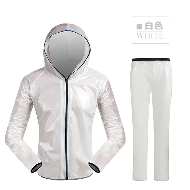 Black Motorcycle Bicycle Cycling Women's Men's Raincoat Waterproof Outdoor Sports Riding Fishing Rain Coat Set Work Unisex Set White