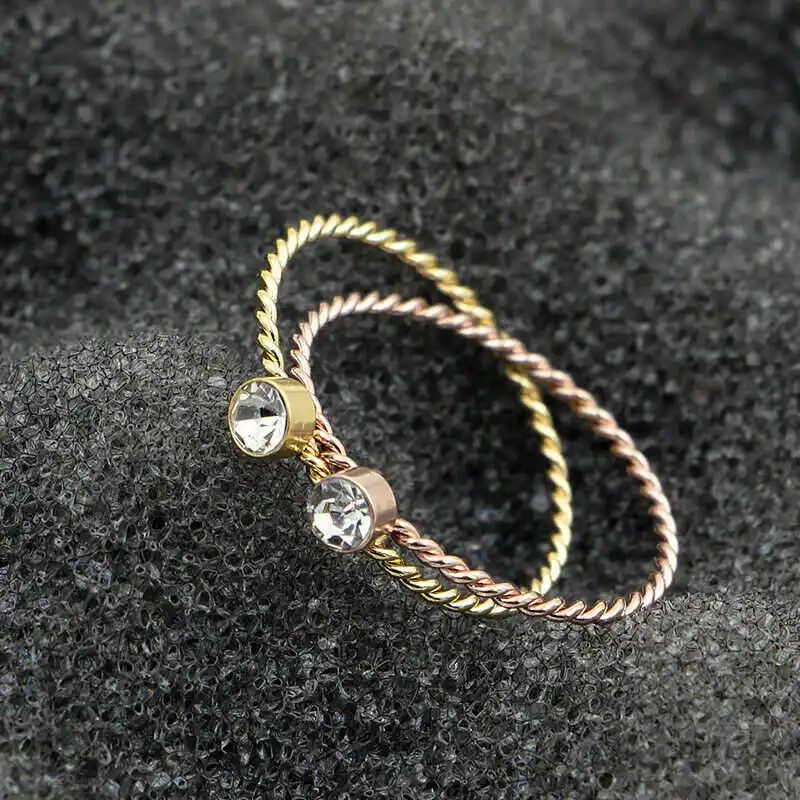 Минималистское крученое тонкое кольцо парные кольца из нержавеющей стали