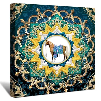 

Vintage Abstract Pattern Wall Art on Canvas, Retro Colorful Animals, Hourse Picture Paintings for Bedroom and Office Wall Decor