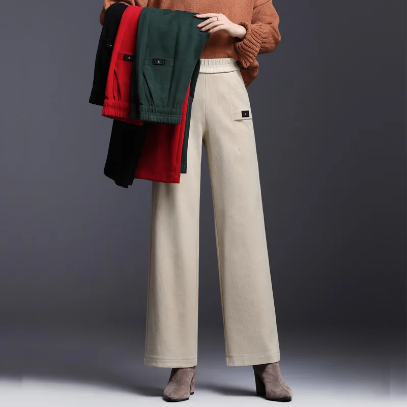 

Corduroy Loose Pants Women's Spring And Autumn 2019 New Style Fashion Elastic Waist Striped Pants High Waist Pendant Sense Casua