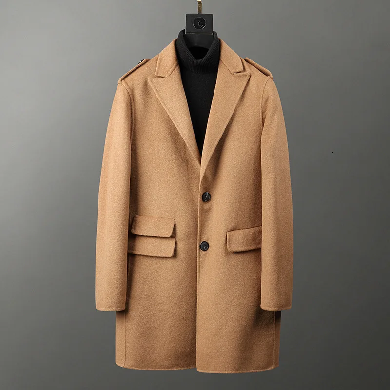 

Woollen Overcoat Male Two-sided Wool Long Fund Windbreaker Cashmere Youth Trend Wool Overcoat Korean Leisure Time Loose Coat