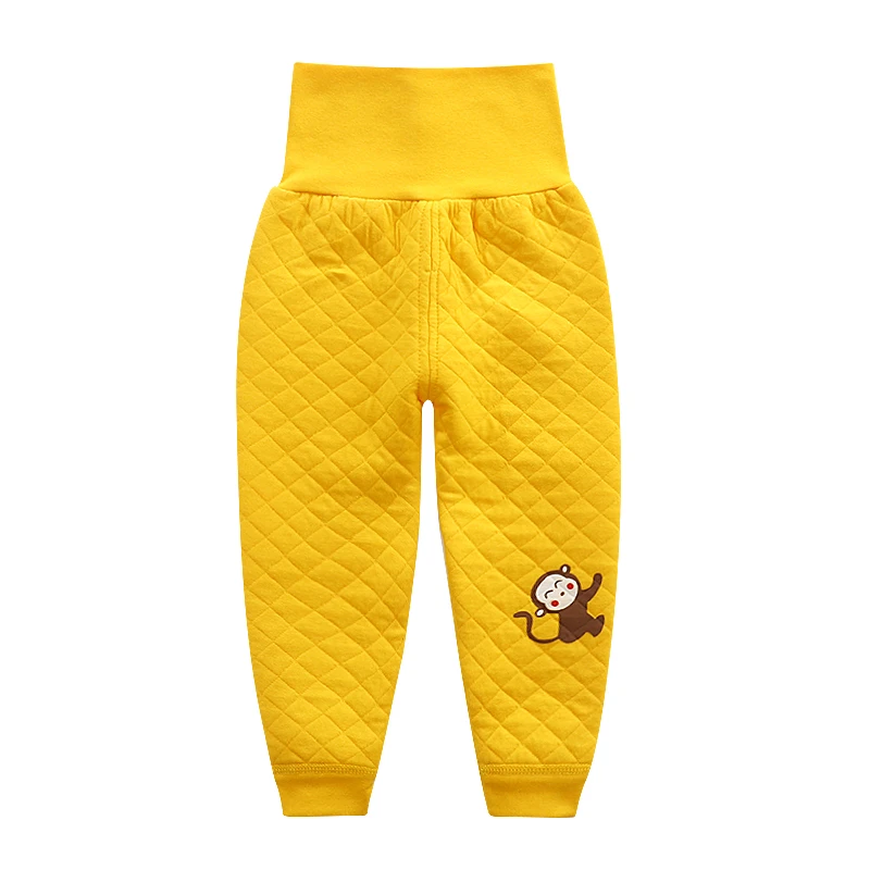 Штаны для маленьких мальчиков и девочек Теплые плотные зимние штаны из хлопка для малышей одежда для малышей с рисунком и высокой талией от 0 до 24 месяцев