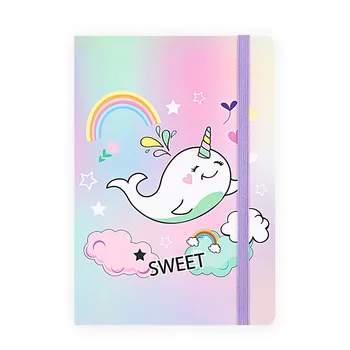 

JUGAL 2020 Cute Little Whale Diary Strap Hardcover Notebook Horizontal Line Notepad Bullet Journal A5A6A7 School Stationery