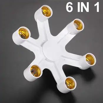 

E27 6 in 1 LED Light Bulbs Socket Base Adapter Splitter Standard Lamp Holder Base Converter for Home Commercial Lighting
